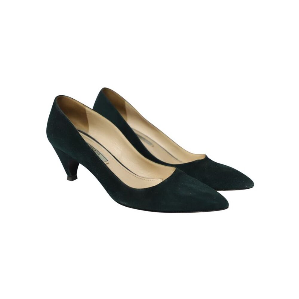 Prada Cone Heel Sandals in Green Suede - Picture 3 of 7